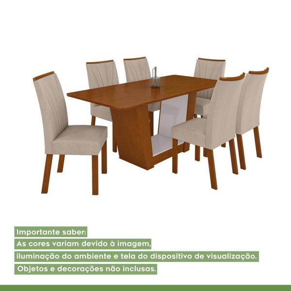 Imagem de Conjunto Mesa 170cm Apogeu Tampo Mdf no Glass com 6 Cadeiras Apogeu Frassino/Off White/Bege