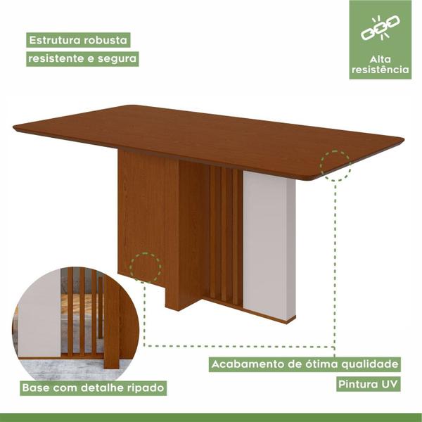 Imagem de Conjunto Mesa 170cm Astrid Tampo Mdf no Glass e 6 Cadeiras Celina