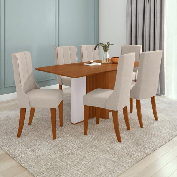 Imagem de Conjunto Mesa 170cm Astrid Tampo Mdf no Glass e 6 Cadeiras Celina