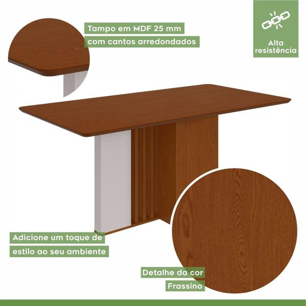 Imagem de Conjunto Mesa 170cm Astrid Tampo Mdf no Glass e 6 Cadeiras Celina