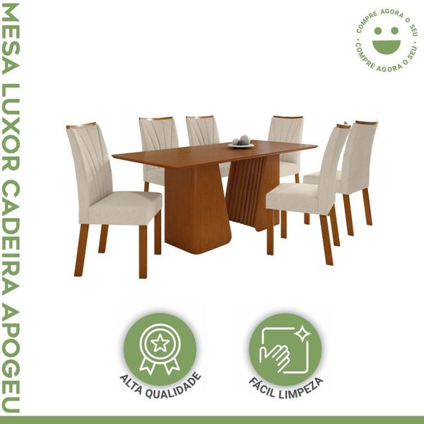 Imagem de Conjunto Mesa 170cm Tampo Mdf no Glass Luxor e 6 Cadeiras Apogeu