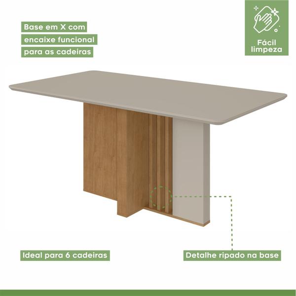 Imagem de Conjunto Mesa 170cm Tampo MDF/Vidro e 6 Cadeiras Astrid