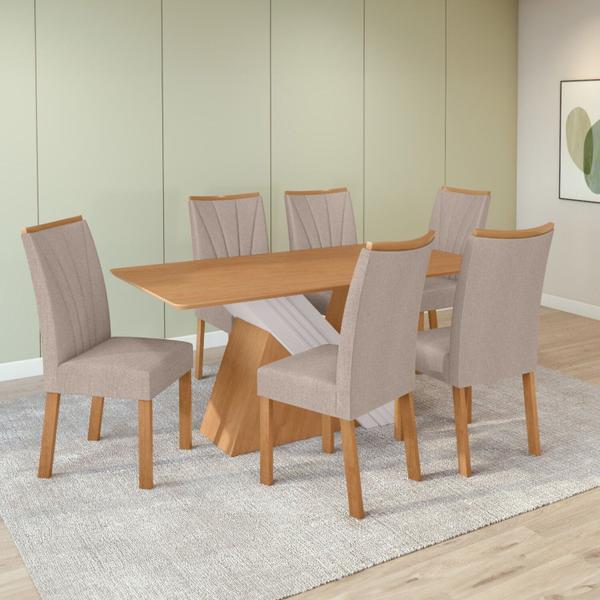 Imagem de Conjunto Mesa 170cm Vênus Tampo Mdf no Glaas e 6 Cadeiras Apogeu