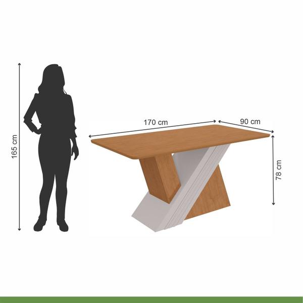 Imagem de Conjunto Mesa 170cm Vênus Tampo Mdf no Glaas e 6 Cadeiras Apogeu