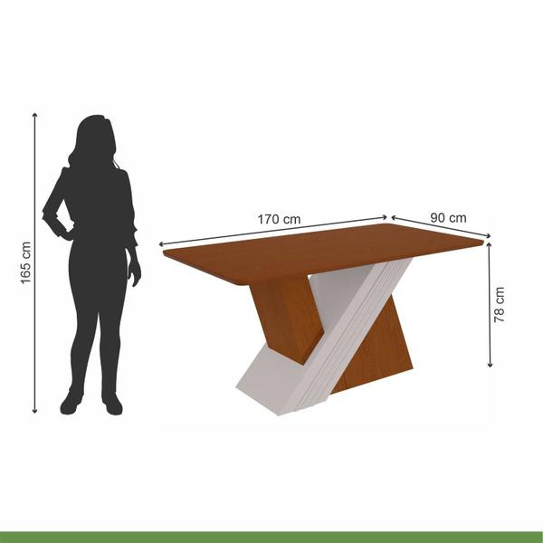 Imagem de Conjunto Mesa 170cm Vênus Tampo Mdf no Glaas e 6 Cadeiras Apogeu