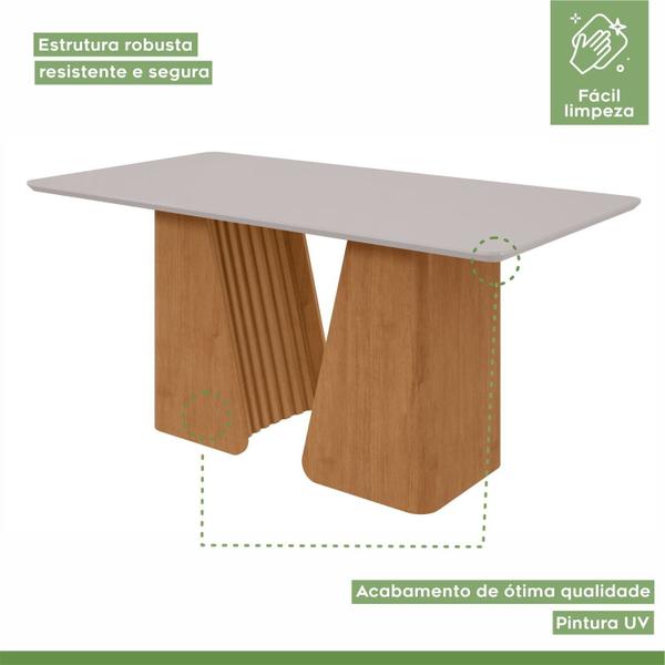 Imagem de Conjunto Mesa 180cm Luxor com Vidro e 6 Cadeiras Celina Amêndoa Clean/Off White/Capuccino