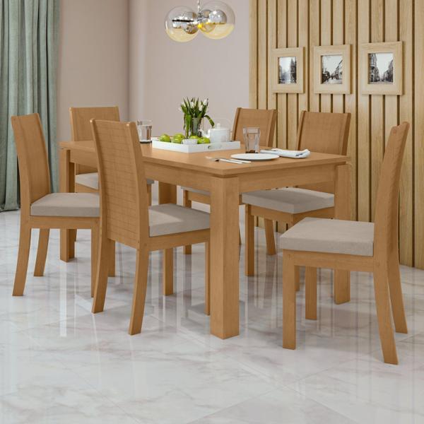 Imagem de Conjunto Mesa 180x90cm Tampo MDF 6 Cadeiras Athenas Móveis Lopas