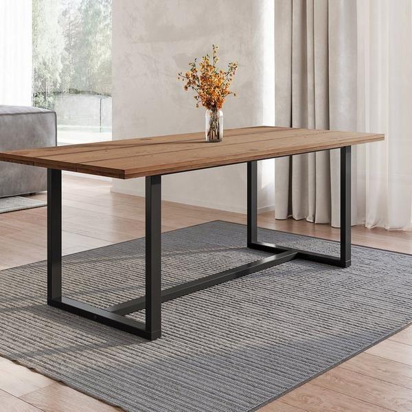 Imagem de Conjunto Mesa 210cm com Banco e 2 Cadeiras Rústico Industrial Lumber Yescasa