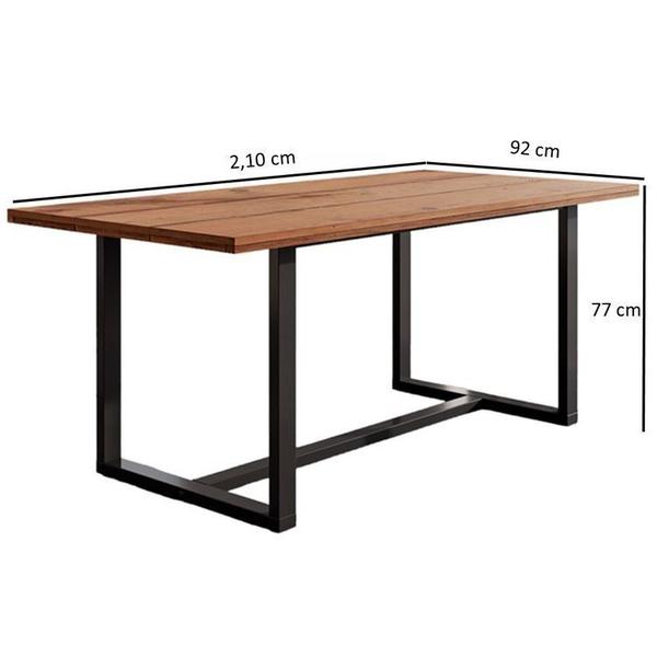 Imagem de Conjunto Mesa 210cm com Banco e 2 Cadeiras Rústico Industrial Lumber Yescasa