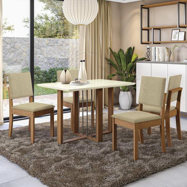 Imagem de Conjunto Mesa Antonela com 4 Cadeiras Canela/ Bege