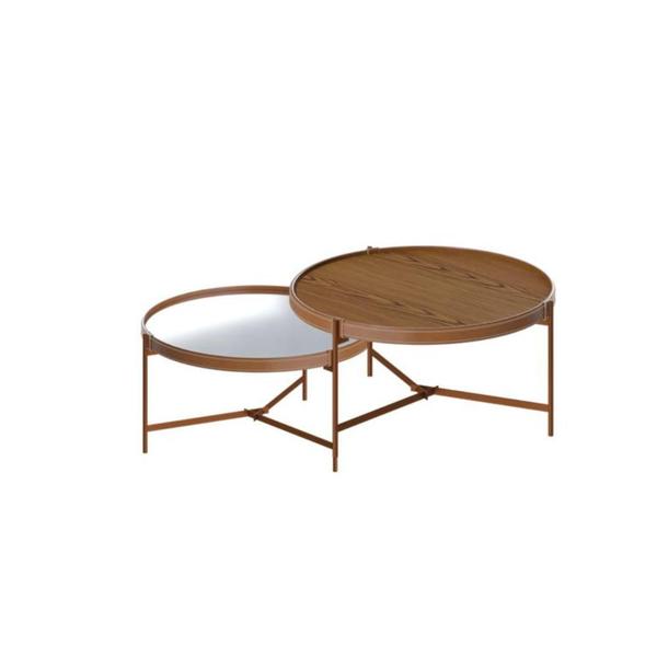 Imagem de Conjunto Mesa Aqua Freijo + Mesa Aqua Espelho Pés Cobre