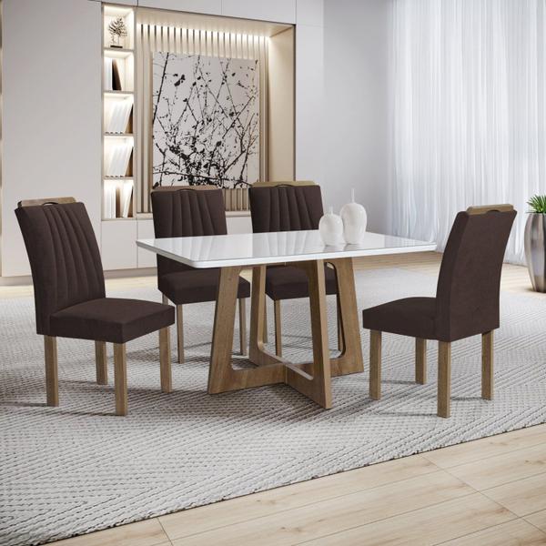 Imagem de Conjunto Mesa Arizona 120cm com 4 Cadeiras Arizona Tampo Smart Plus com Vidro