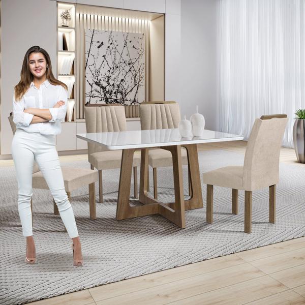 Imagem de Conjunto Mesa Arizona 120cm com 4 Cadeiras Arizona Tampo Smart Plus com Vidro