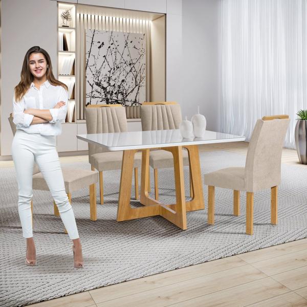 Imagem de Conjunto Mesa Arizona 120cm com 4 Cadeiras Arizona Tampo Smart Plus com Vidro