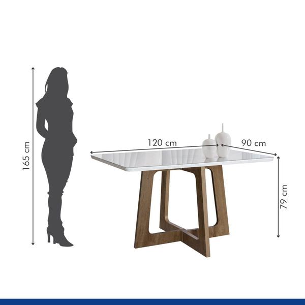 Imagem de Conjunto Mesa Arizona 120cm com 4 Cadeiras Canela Tampo Smart Plus com Vidro