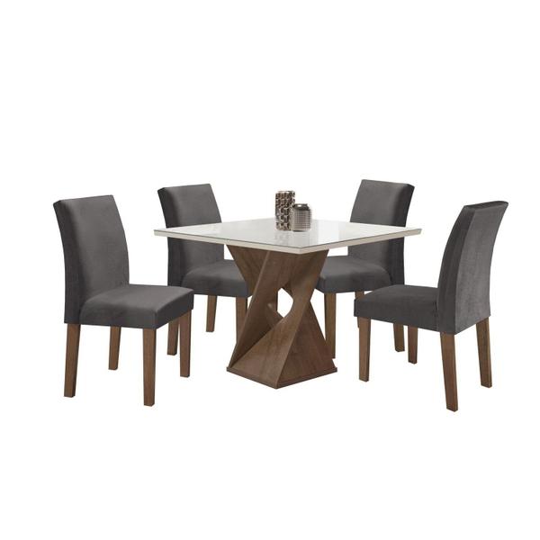 Imagem de Conjunto Mesa Barcelona 100cmx100cm 4 Cadeiras Espanha Tampo Slim Plus Quadrado Vidro Yescasa