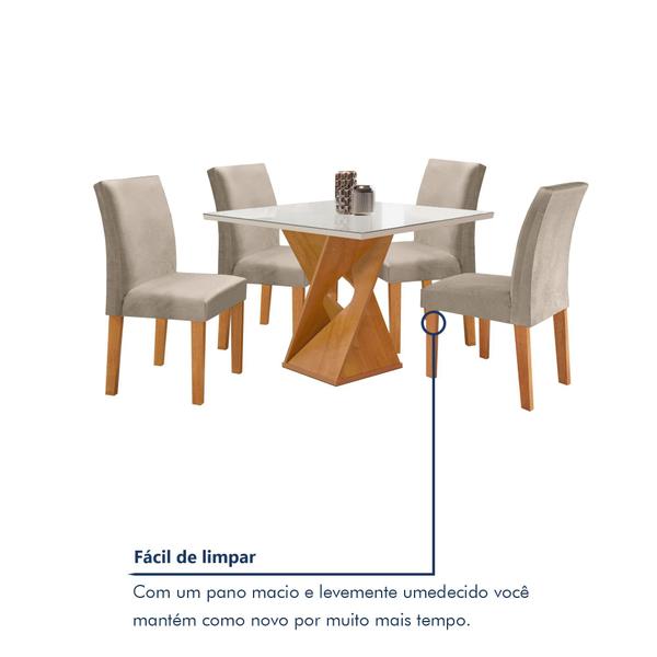 Imagem de Conjunto Mesa Barcelona 100cmx100cm 4 Cadeiras Espanha Tampo Slim Plus Quadrado Vidro Yescasa