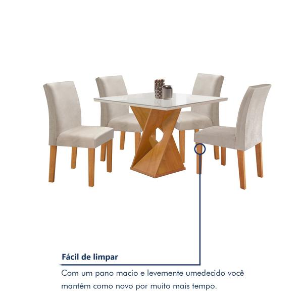 Imagem de Conjunto Mesa Barcelona 100cmx100cm 4 Cadeiras Espanha Tampo Slim Plus Quadrado Vidro Yescasa