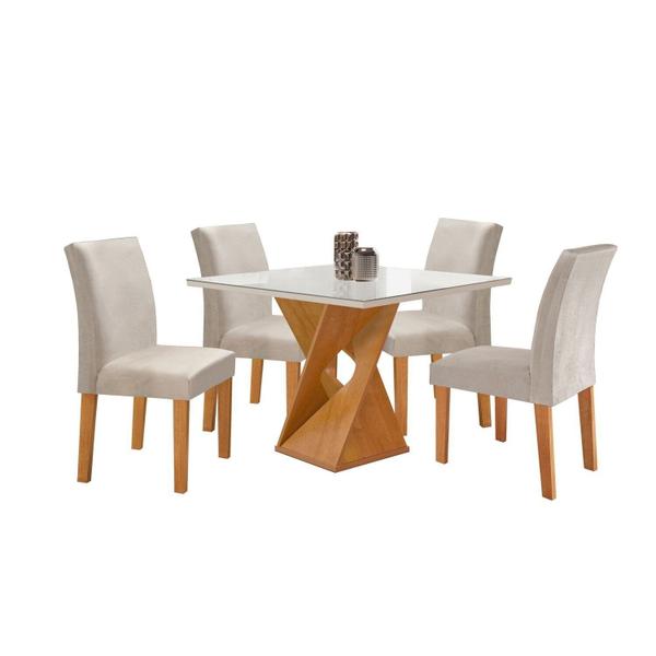 Imagem de Conjunto Mesa Barcelona 100cmx100cm 4 Cadeiras Espanha Tampo Slim Plus Quadrado Vidro Yescasa