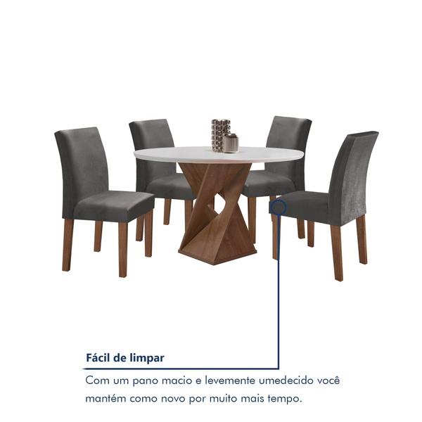 Imagem de Conjunto Mesa Barcelona 100cmx100cm 4 Cadeiras Espanha Tampo Slim Plus Redondo Yescasa