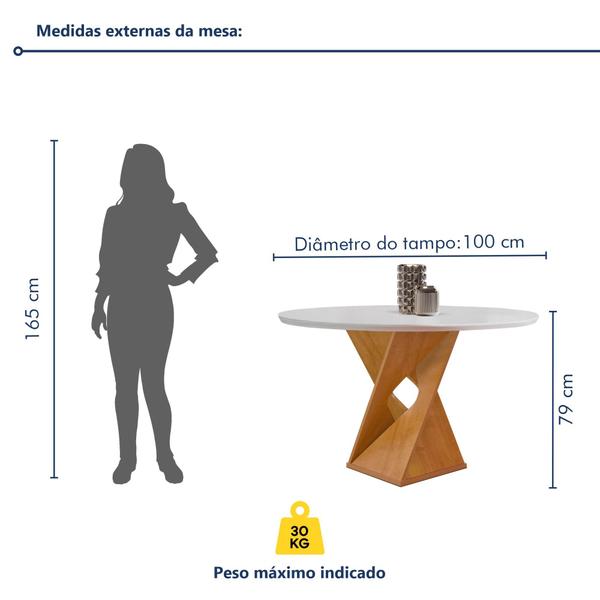 Imagem de Conjunto Mesa Barcelona 100cmx100cm 4 Cadeiras Espanha Tampo Slim Plus Redondo Yescasa