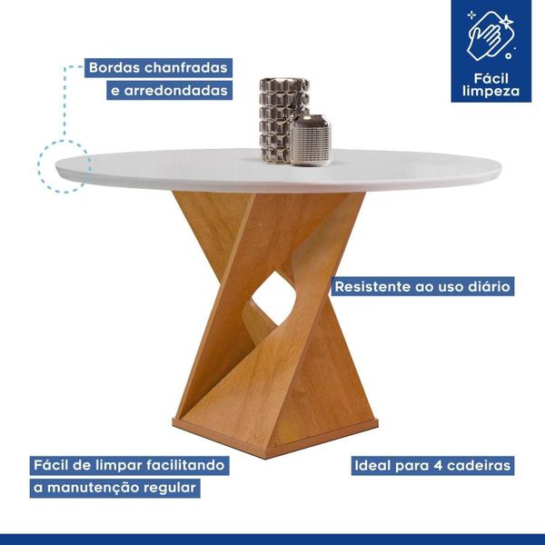 Imagem de Conjunto Mesa Barcelona 100cmx100cm 4 Cadeiras Espanha Tampo Slim Plus Redondo Yescasa