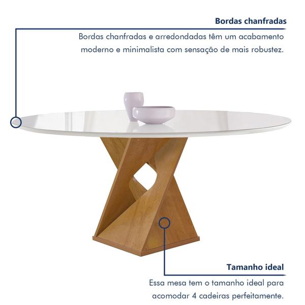 Imagem de Conjunto Mesa Barcelona 120cmx120cm 6 Cadeiras Espanha Tampo Plus Redondo Vidro Yescasa