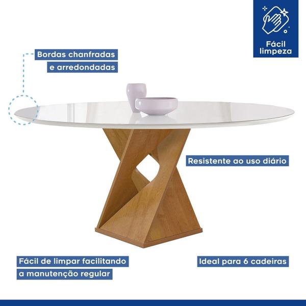 Imagem de Conjunto Mesa Barcelona 120cmx120cm 6 Cadeiras Espanha Tampo Plus Redondo Vidro Yescasa