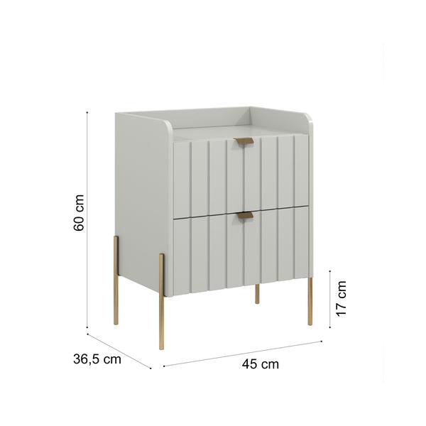 Imagem de Conjunto Mesa cabeceira quarto off white 100% mdf Luxo 45cm