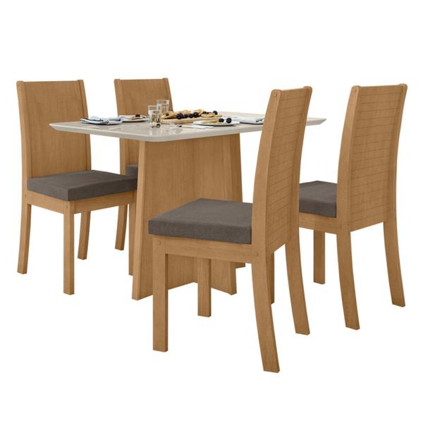 Imagem de Conjunto Mesa Celebrare 120cm Tampo MDF/Vidro 4 Cadeiras Athenas