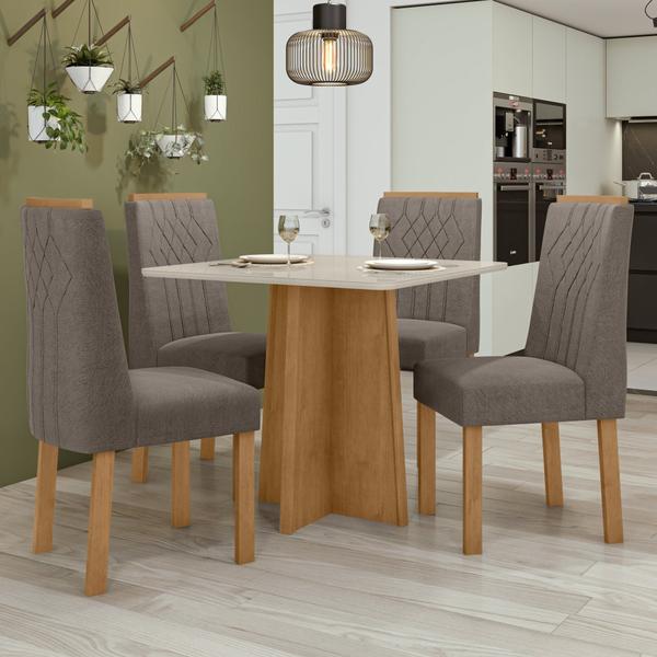 Imagem de Conjunto Mesa Celebrare 90cm Tampo MDF 4 Cadeiras Exclusive Móveis Lopas