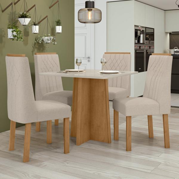 Imagem de Conjunto Mesa Celebrare 90cm Tampo MDF 4 Cadeiras Exclusive Móveis Lopas