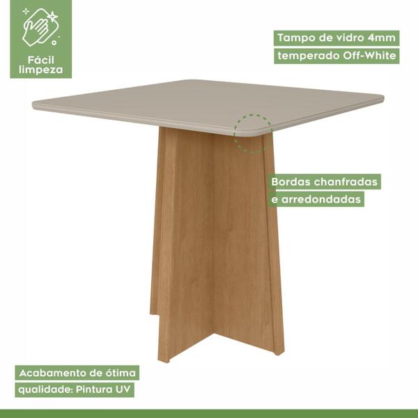 Imagem de Conjunto Mesa Celebrare 90cm Tampo MDF/Vidro 4 Cadeiras Exclusive Móveis Lopas