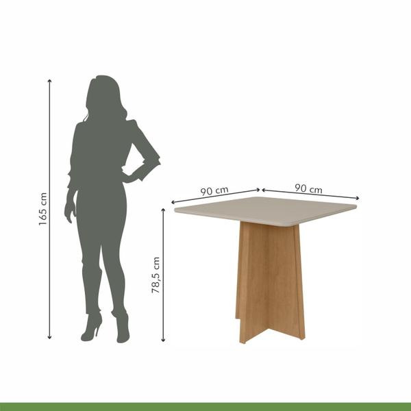 Imagem de Conjunto Mesa Celebrare 90cm Tampo MDF/Vidro 4 Cadeiras Exclusive Móveis Lopas