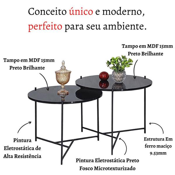 Imagem de Conjunto Mesa Centro Apoio Sala Estar Casa Moderna Varanda Canto Sofá Redonda decoração