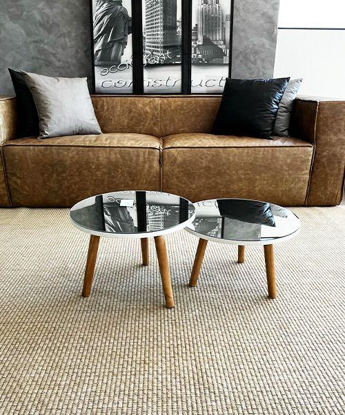 Conjunto Mesa Centro de Sala redonda Espelhada FIT White - Demoglass Conjunto Mesa Centro de Sala redonda Espelhada FIT White - Demoglass