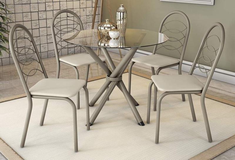 Imagem de Conjunto Mesa com 4 Cadeiras CMC683NK Linha Crome Combos Kappesberg Crome