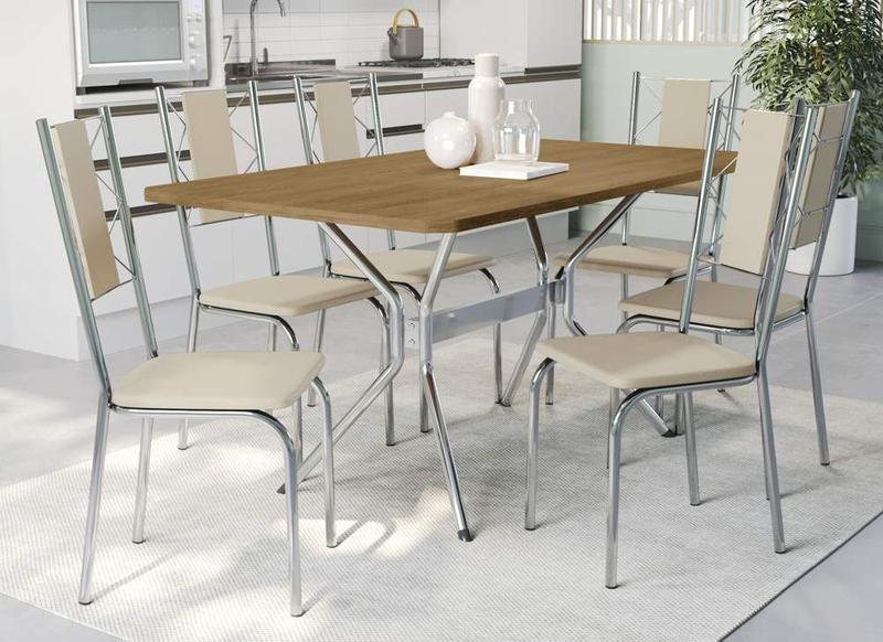 Imagem de Conjunto Mesa com 6 Cadeiras CMC822CR Linha Crome Combos Kappesberg Crome