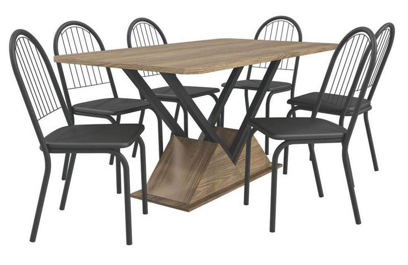 Imagem de Conjunto Mesa com 6 Cadeiras CMC840PRF Linha Crome Combos Kappesberg Crome