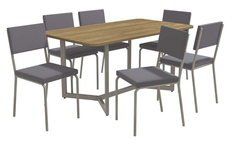 Imagem de Conjunto Mesa com 6 Cadeiras CMC896NK Linha Crome Combos Kappesberg Crome