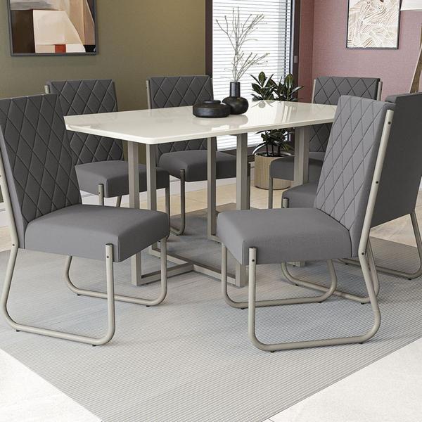 Imagem de Conjunto Mesa com 6 Cadeiras CMC900NK Linha Crome Combos Kappesberg Crome