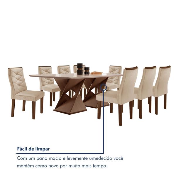 Imagem de Conjunto Mesa com Vidro e 8 Cadeiras 200cmx90cm Barcelona Yescasa