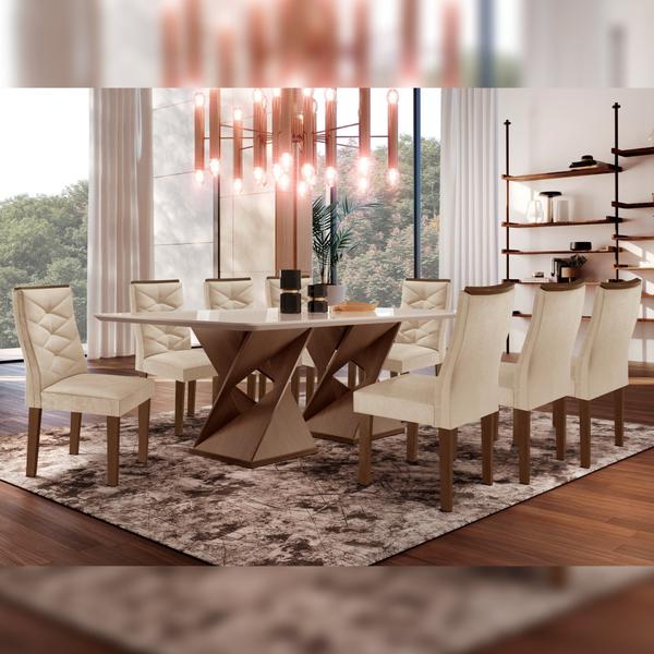 Imagem de Conjunto Mesa com Vidro e 8 Cadeiras 200cmx90cm Barcelona Yescasa