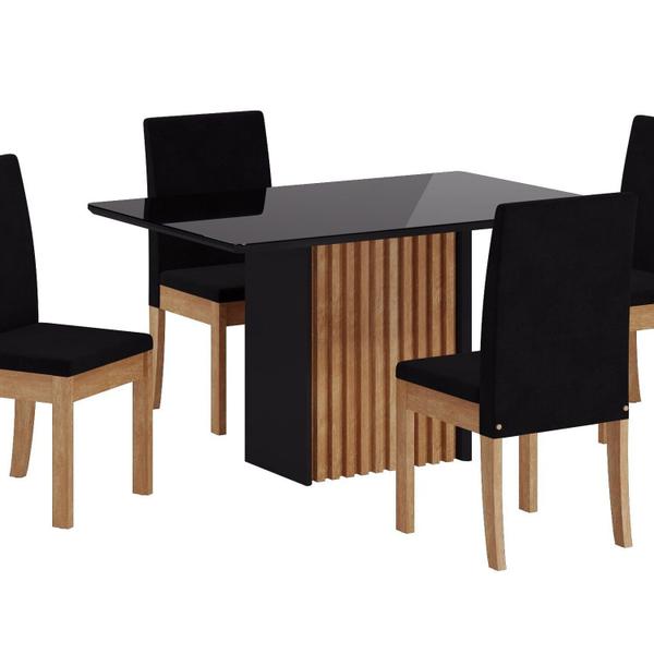 Imagem de Conjunto Mesa Cris 1360x900 com 4 Cadeiras Cristal Mel/Preto