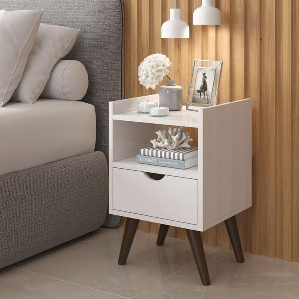 Imagem de Conjunto Mesa de Cabeceira Branco e Cabeceira de Cama Princesa Rose Quarto Infantil 