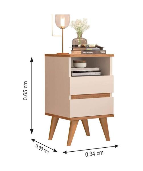 Imagem de Conjunto Mesa de cabeceira com cabeceira retrô pés palito - Pop - Varias cores