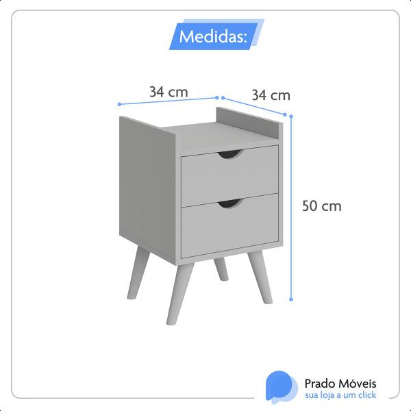 Imagem de Conjunto Mesa de Cabeceira Estilo Retro 2 Gavetas e Corrediças Telescópica