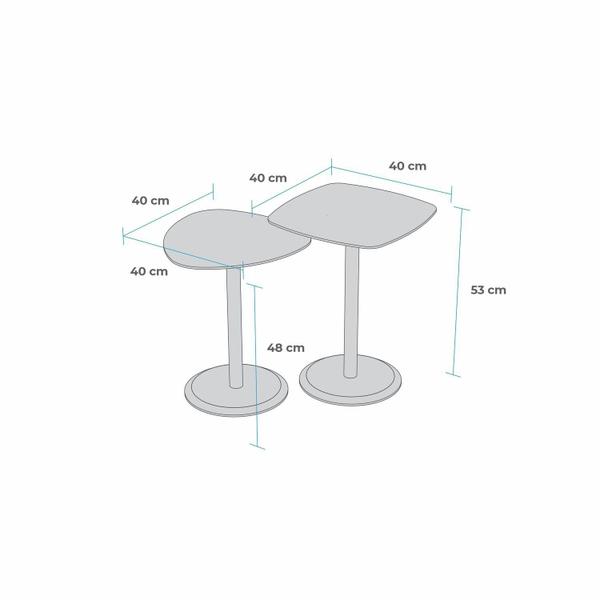 Imagem de Conjunto Mesa de Canto Keva 40x40x53cm