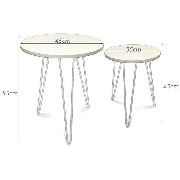 Imagem de Conjunto Mesa De Canto Lateral Dupla Cambridge Tripé Branco e Branco