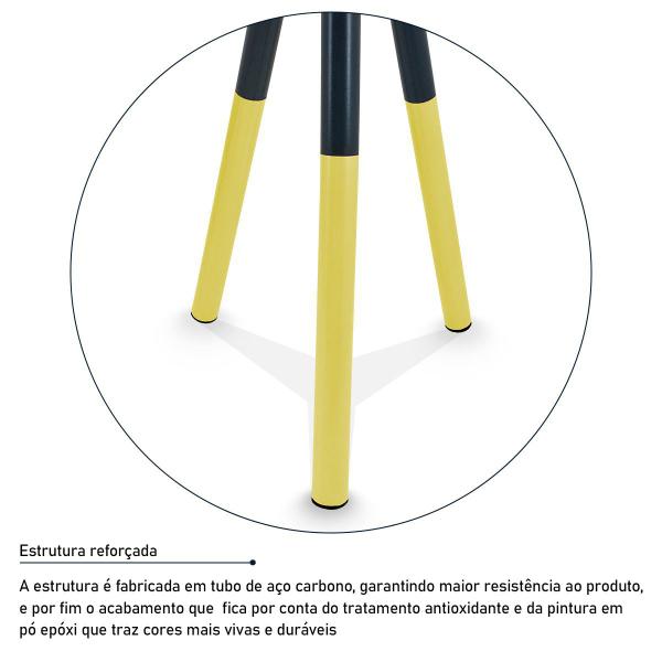 Imagem de Conjunto Mesa de Canto Lateral Dupla Houston Redonda Tripé Mdf - Amarelo/Branco